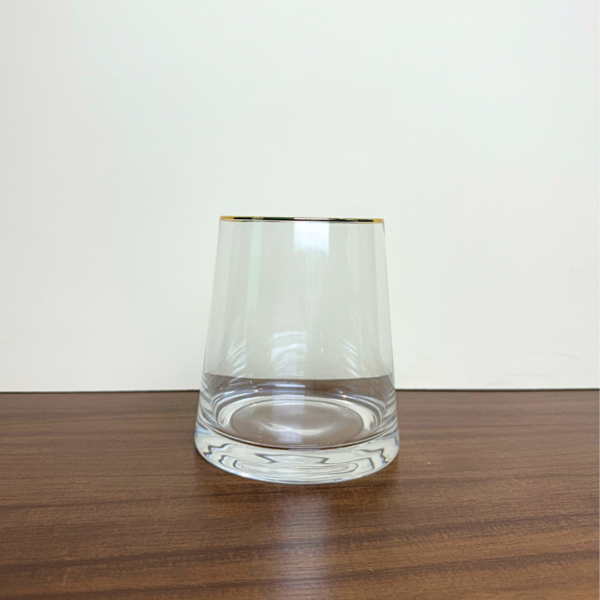 VASO LIZ DE VIDRO COM BORDA DOURADA BAIXO - Imagem 2