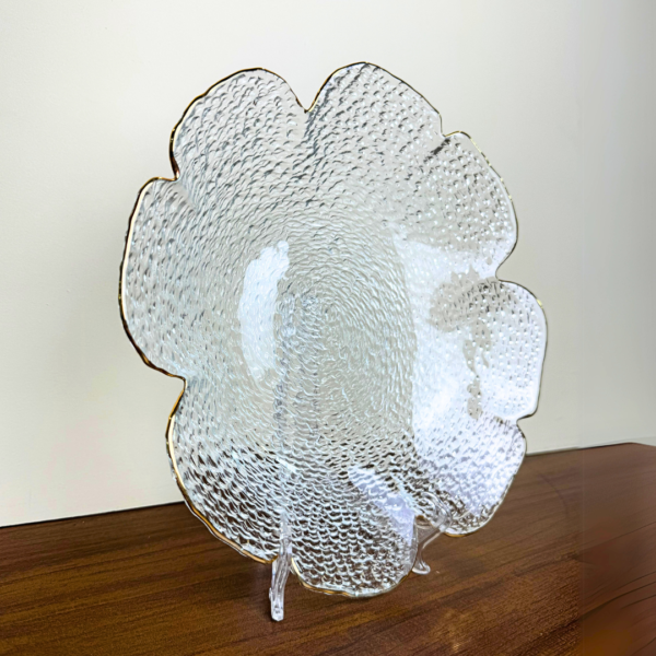 BOWL DE CRISTAL COM BORDA DE FLOR DOURADA - Imagem 2
