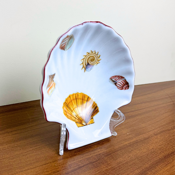 CONCHA DECORATIVA GRANDE EM PORCELANA DECORADA - COLEÇAO MAR