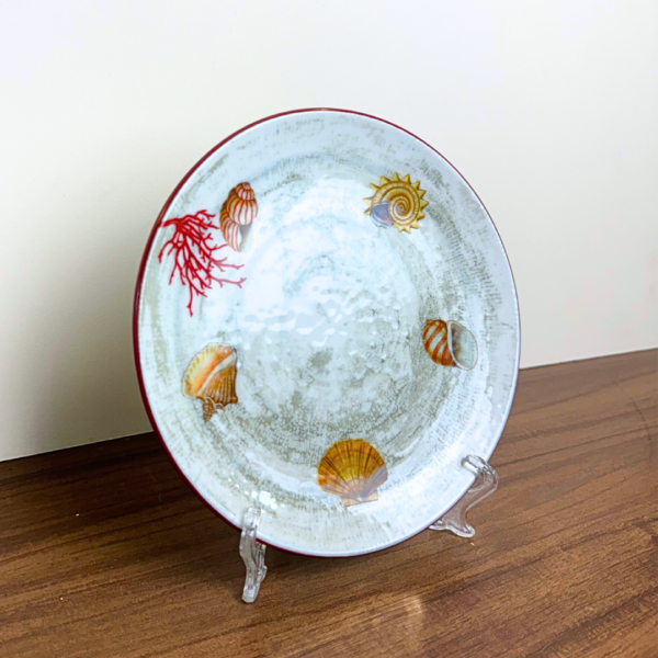 PRATO DE SOBREMESA ELEGANT PRAIA EM PORCELANA DECORADA - COLEÇAO MAR - Imagem 2
