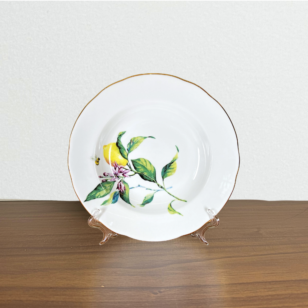 CONJUNTO DE 6 PRATOS FUNDOS EM PORCELANA DECORADA - COLEÇAO LIMAO