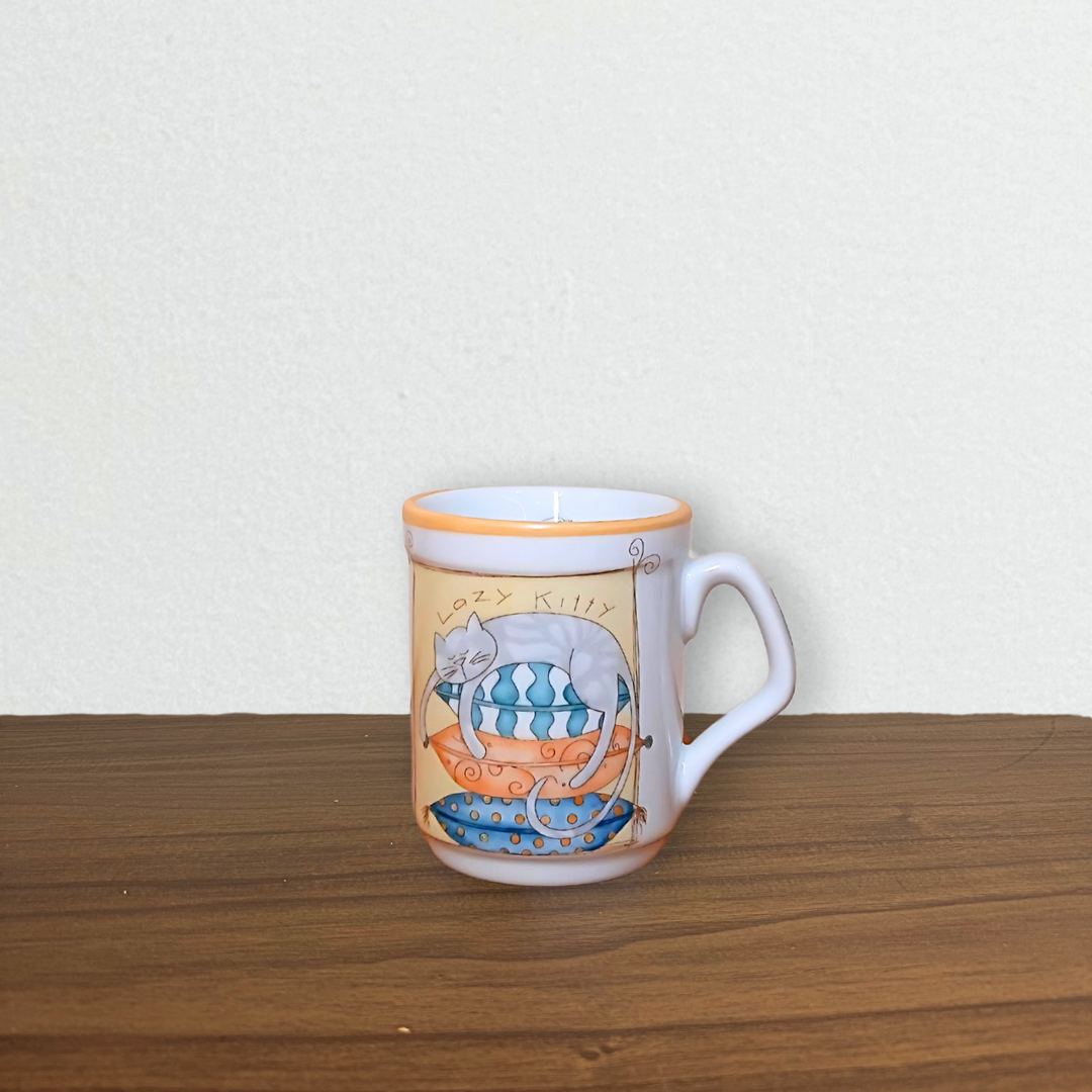 GATINHO E GAIOLA - CANECA INFANTIL EM PORCELANA DECORADA