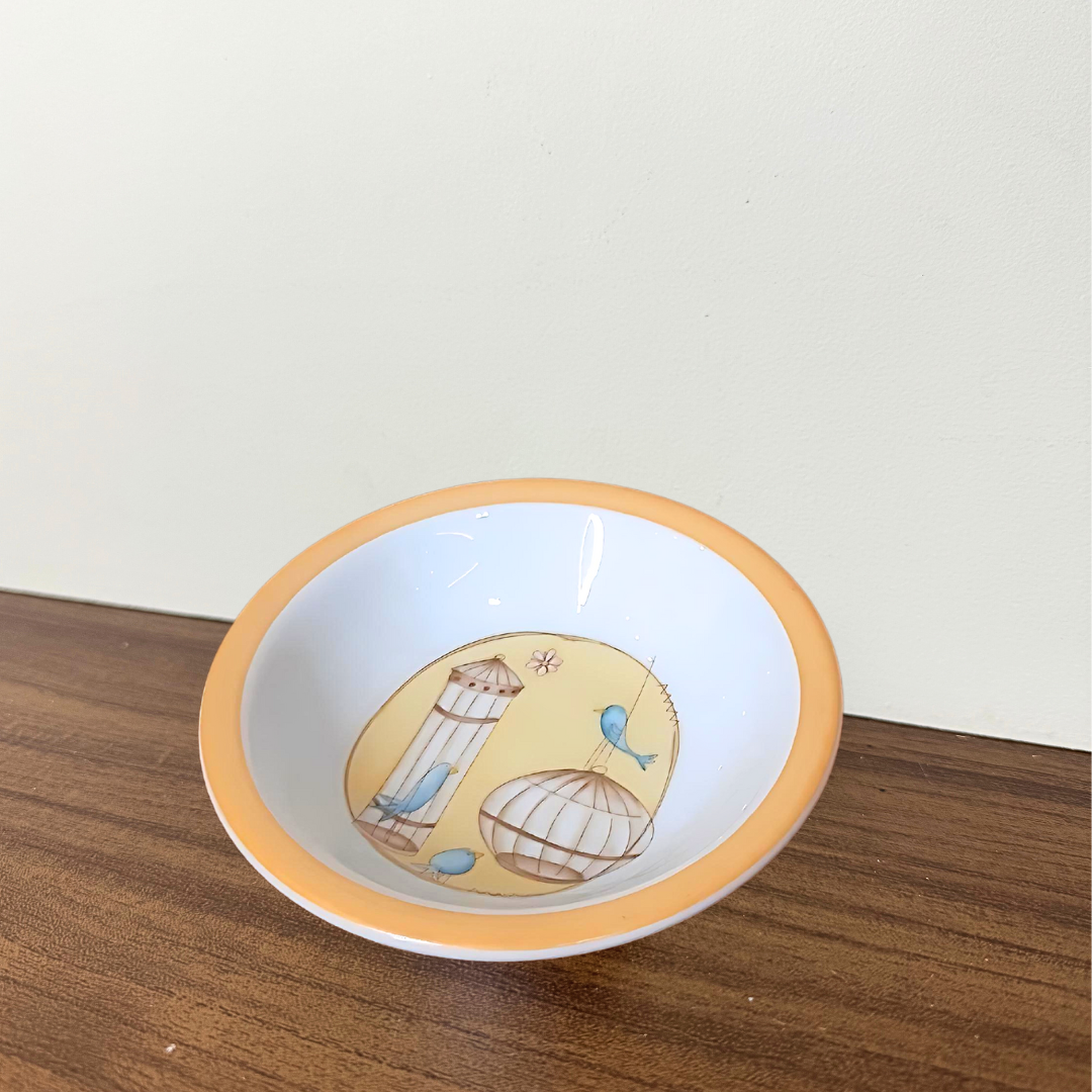 GATINHO E GAIOLA - BOWL INFANTIL EM PORCELANA DECORADA