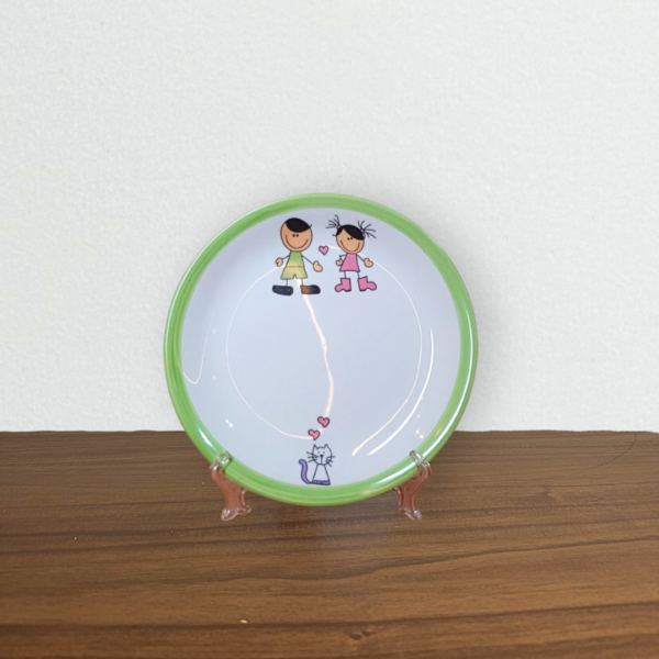 BONECOS DE PALITO - PRATO DE SOBREMESA INFANTIL EM PORCELANA DECORADA - Imagem 2