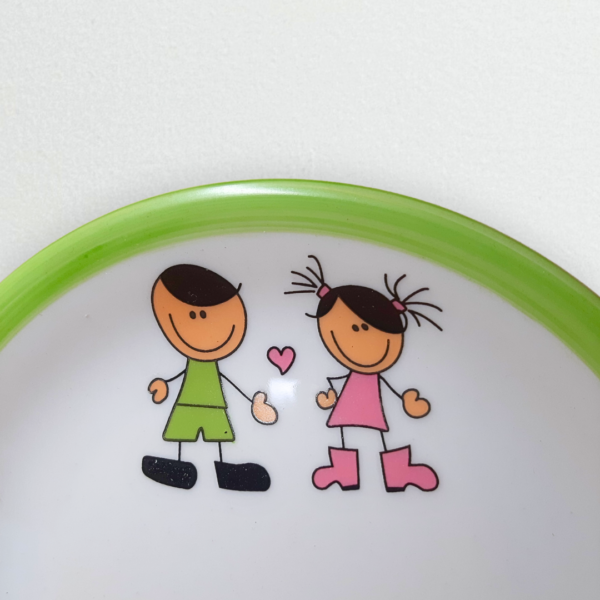BONECOS DE PALITO - PRATO DE SOBREMESA INFANTIL EM PORCELANA DECORADA - Imagem 5