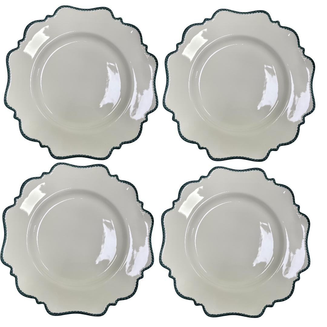 CJ DE PRATOS RASOS DE PORCELANA TRESSE VERDE 4PÇS - Imagem 4