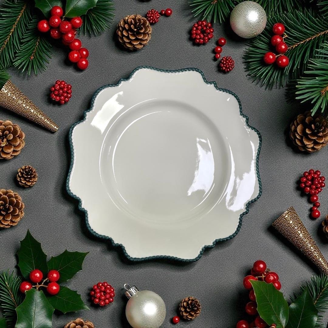 CJ DE PRATOS SOBREMESA DE PORCELANA TRESSE VERDE 4PÇS - Imagem 2