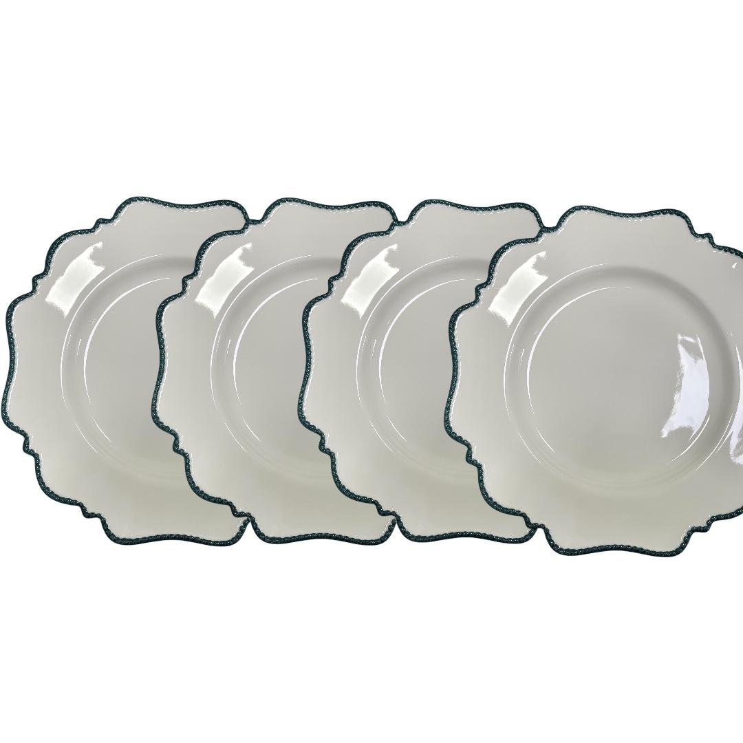 CJ DE PRATOS SOBREMESA DE PORCELANA TRESSE VERDE 4PÇS - Imagem 4